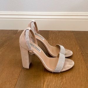 Steve Madden Nude Diamond Glitter Sparkle Block Heels